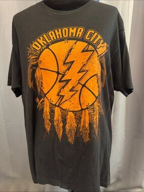 Tultex Black T-Shirt with Orange Oklahoma City Graphic